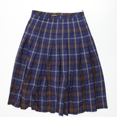 Eastex Womens Blue Plaid Polyester Swing Skirt Size 16 Zip