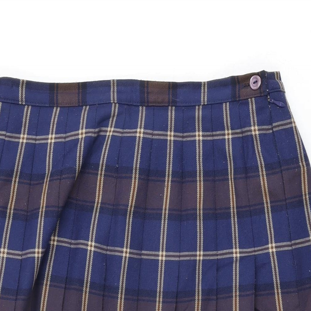 Eastex Womens Blue Plaid Polyester Swing Skirt Size 16 Zip