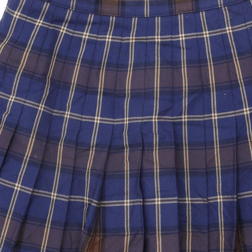 Eastex Womens Blue Plaid Polyester Swing Skirt Size 16 Zip