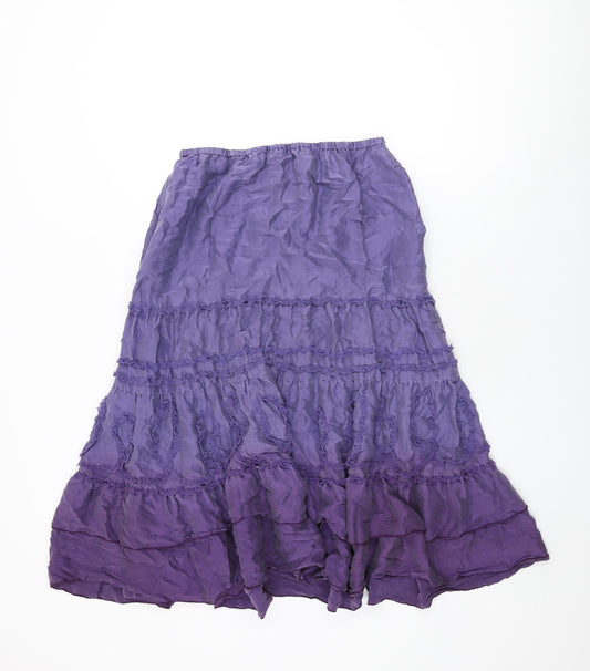 Monsoon Womens Purple Silk Swing Skirt Size 12