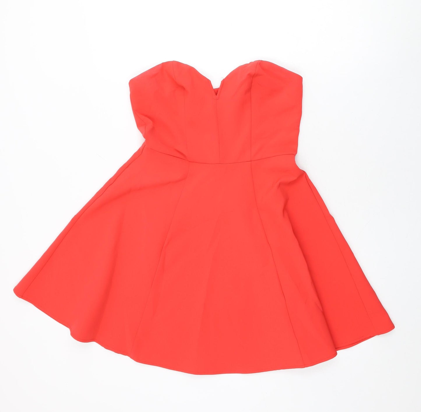 H&M Womens Pink Polyester Skater Dress Size 12 Off the Shoulder Zip