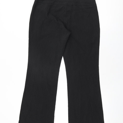 New Look Womens Black Striped Polyester Trousers Size 8 L29 in Regular Zip