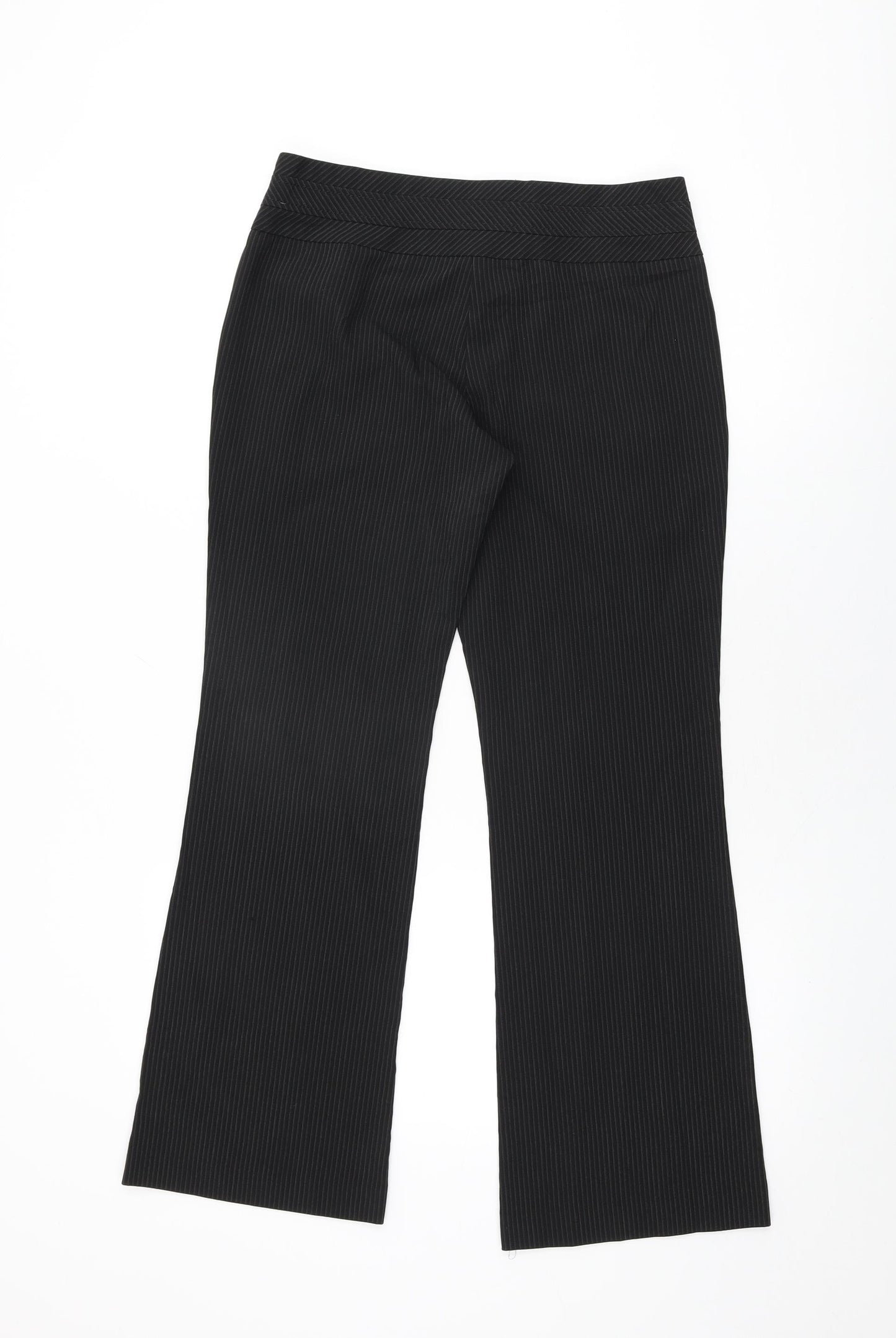 New Look Womens Black Striped Polyester Trousers Size 8 L29 in Regular Zip