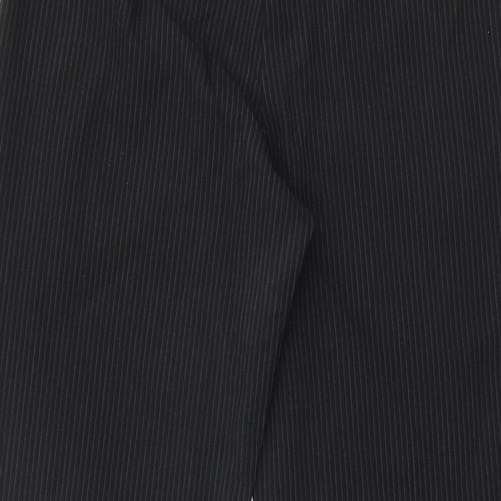 New Look Womens Black Striped Polyester Trousers Size 8 L29 in Regular Zip