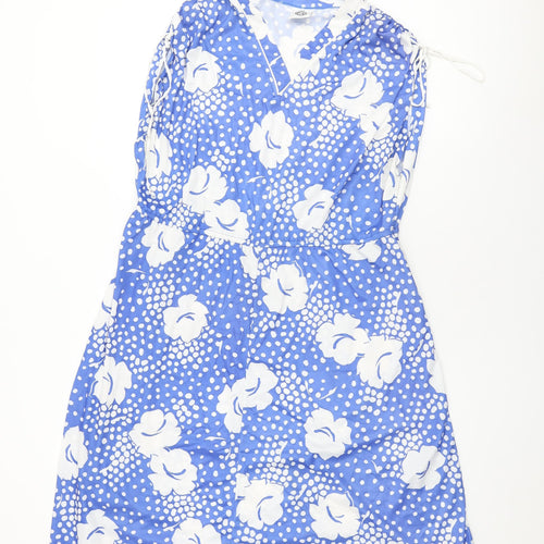 C&A Womens Blue Floral Polyester Shift Size 18 V-Neck Pullover