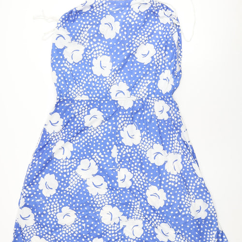 C&A Womens Blue Floral Polyester Shift Size 18 V-Neck Pullover