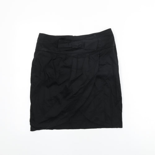 New Look Womens Black Cotton Mini Skirt Size 12 Zip