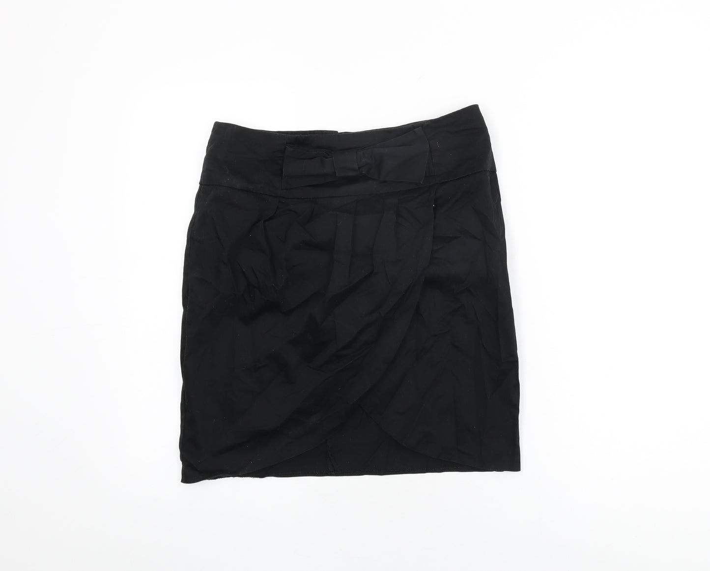 New Look Womens Black Cotton Mini Skirt Size 12 Zip