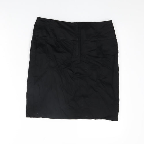 New Look Womens Black Cotton Mini Skirt Size 12 Zip