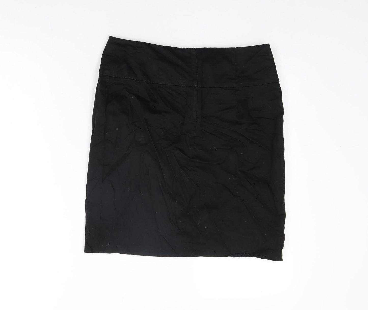 New Look Womens Black Cotton Mini Skirt Size 12 Zip