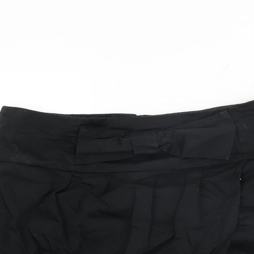 New Look Womens Black Cotton Mini Skirt Size 12 Zip