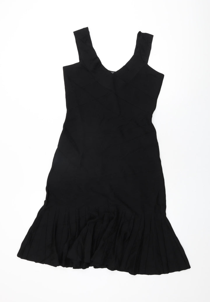 NEXT Womens Black Viscose Shift Size 10 V-Neck Pullover