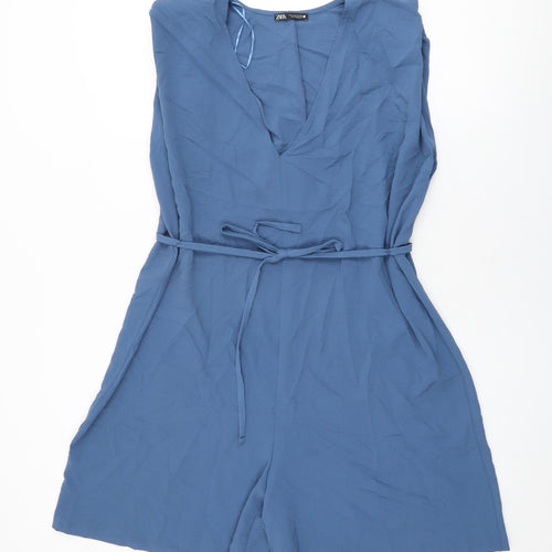 Zara Womens Blue Polyester Playsuit One-Piece Size S L7 in Pullover