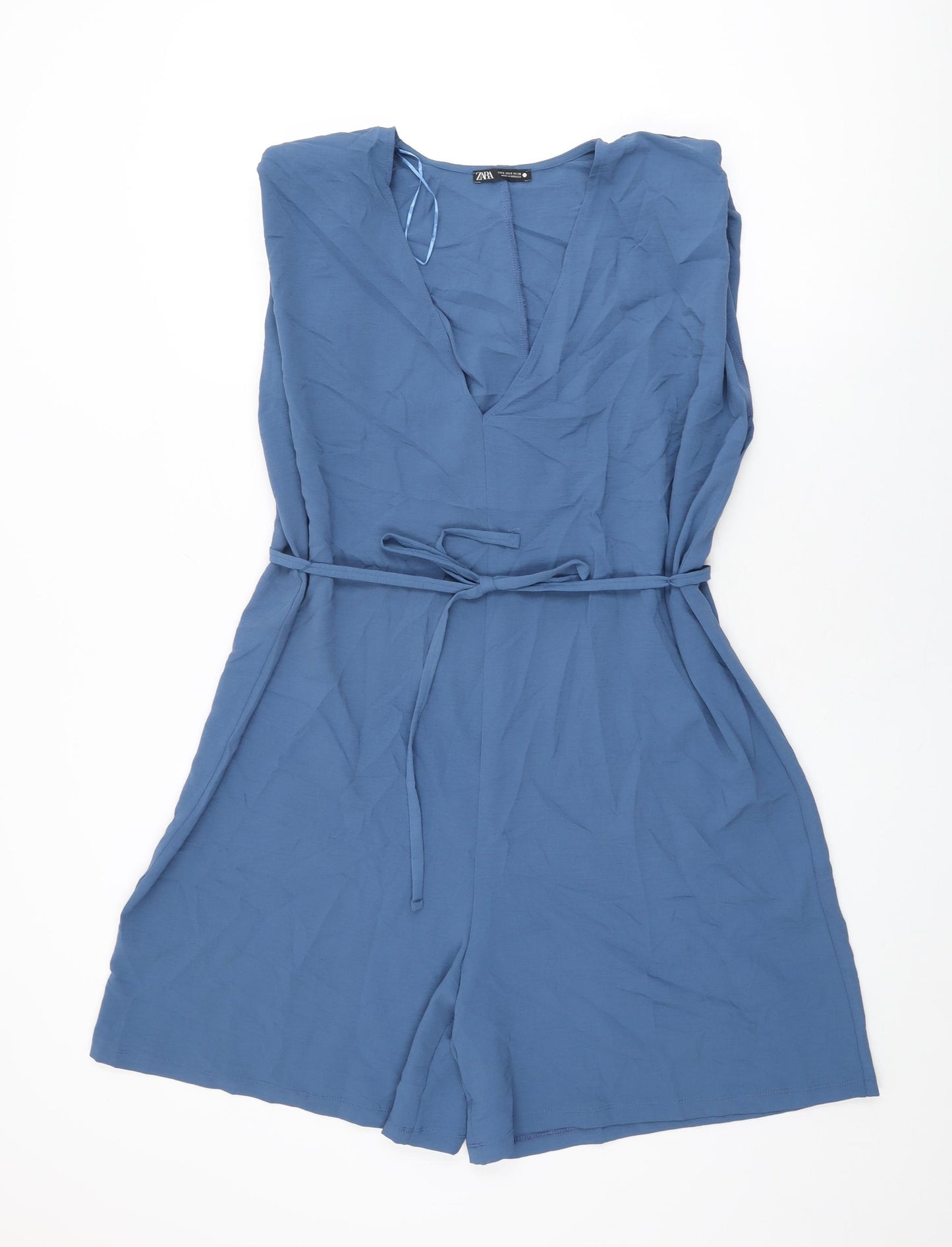 Zara Womens Blue Polyester Playsuit One-Piece Size S L7 in Pullover