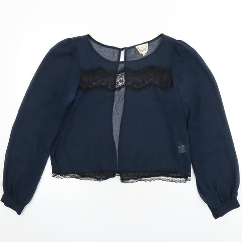 River Island Womens Blue Polyester Basic Blouse Size 10 Round Neck
