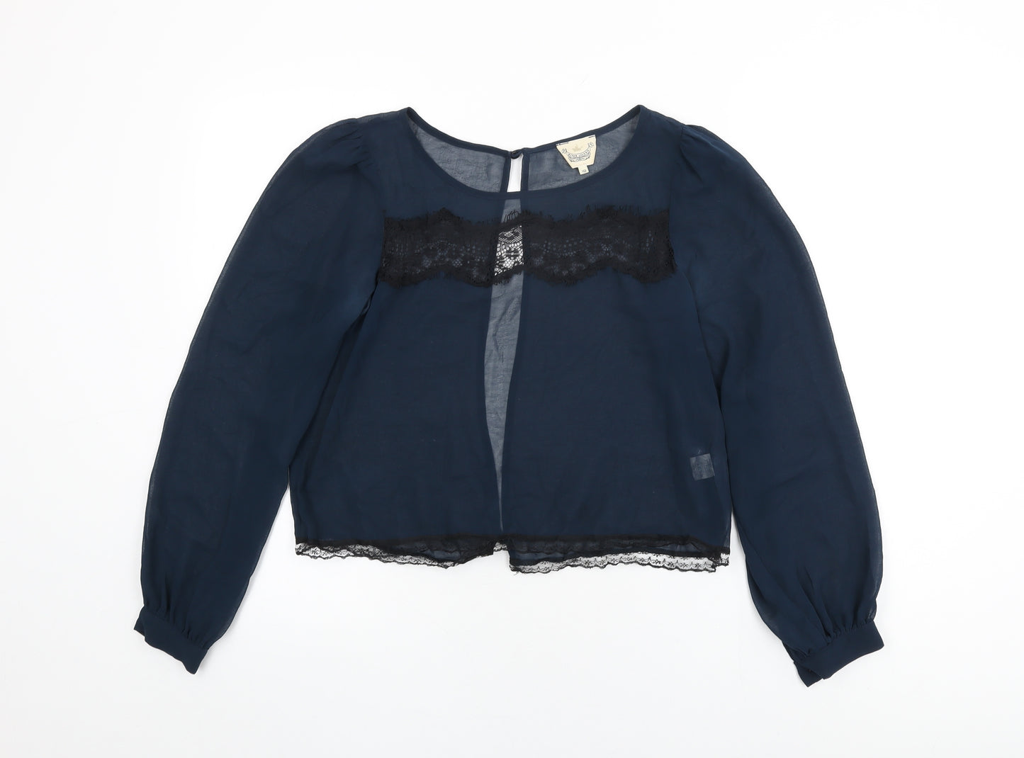 River Island Womens Blue Polyester Basic Blouse Size 10 Round Neck