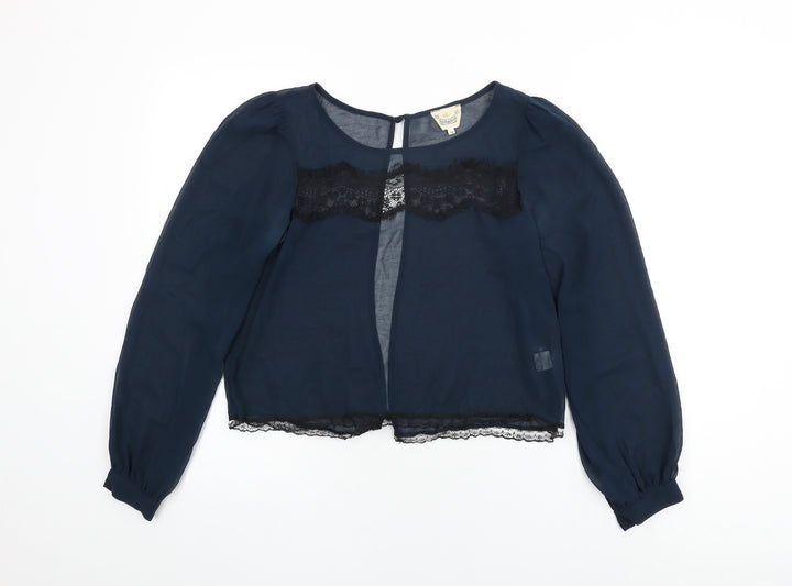 River Island Womens Blue Polyester Basic Blouse Size 10 Round Neck