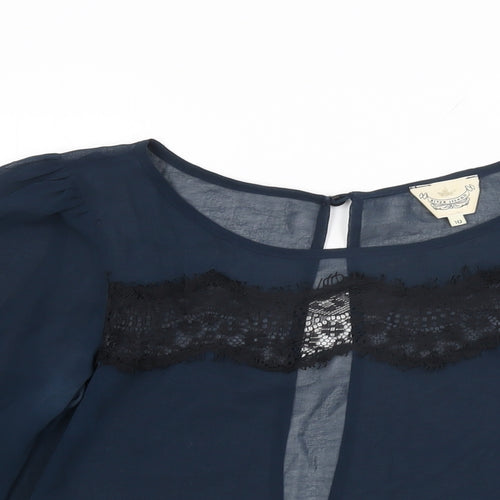 River Island Womens Blue Polyester Basic Blouse Size 10 Round Neck
