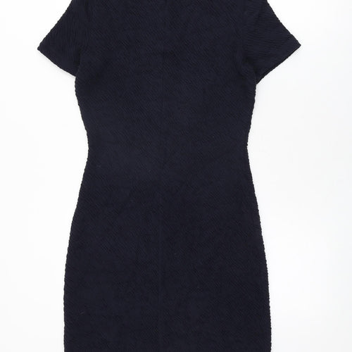 French Connection Womens Blue Viscose Shift Size 8 Round Neck Zip