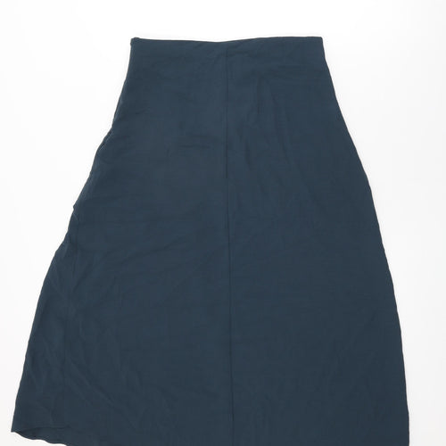 Zara Womens Blue Polyester Swing Skirt Size M Zip