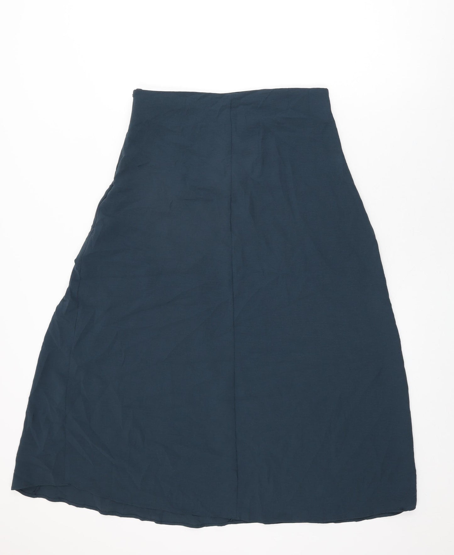 Zara Womens Blue Polyester Swing Skirt Size M Zip