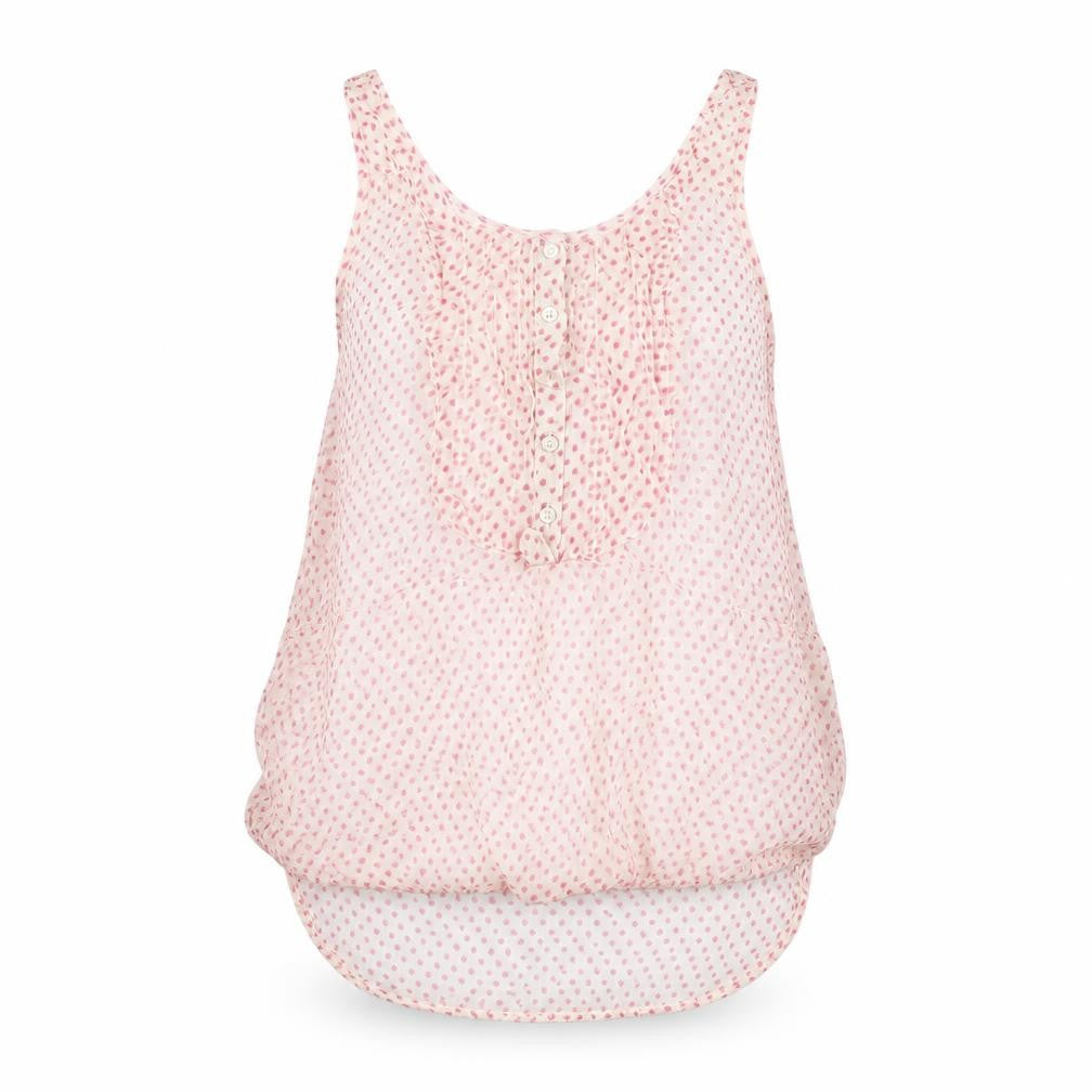 Front view of Jack Wills women’s pink polka dot viscose basic t-shirt, size UK 8, round neck