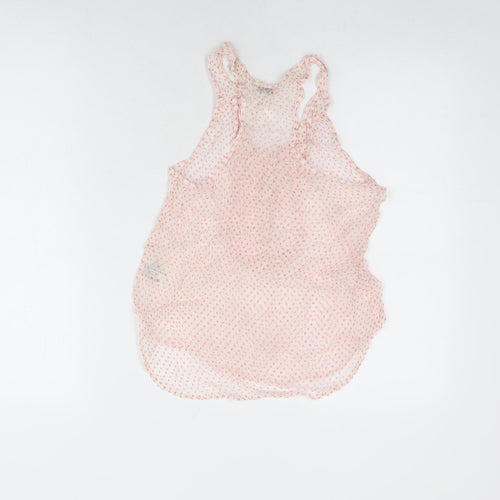 Jack Wills Womens Pink Polka Dot Viscose Basic T-Shirt Size 8 Round Neck