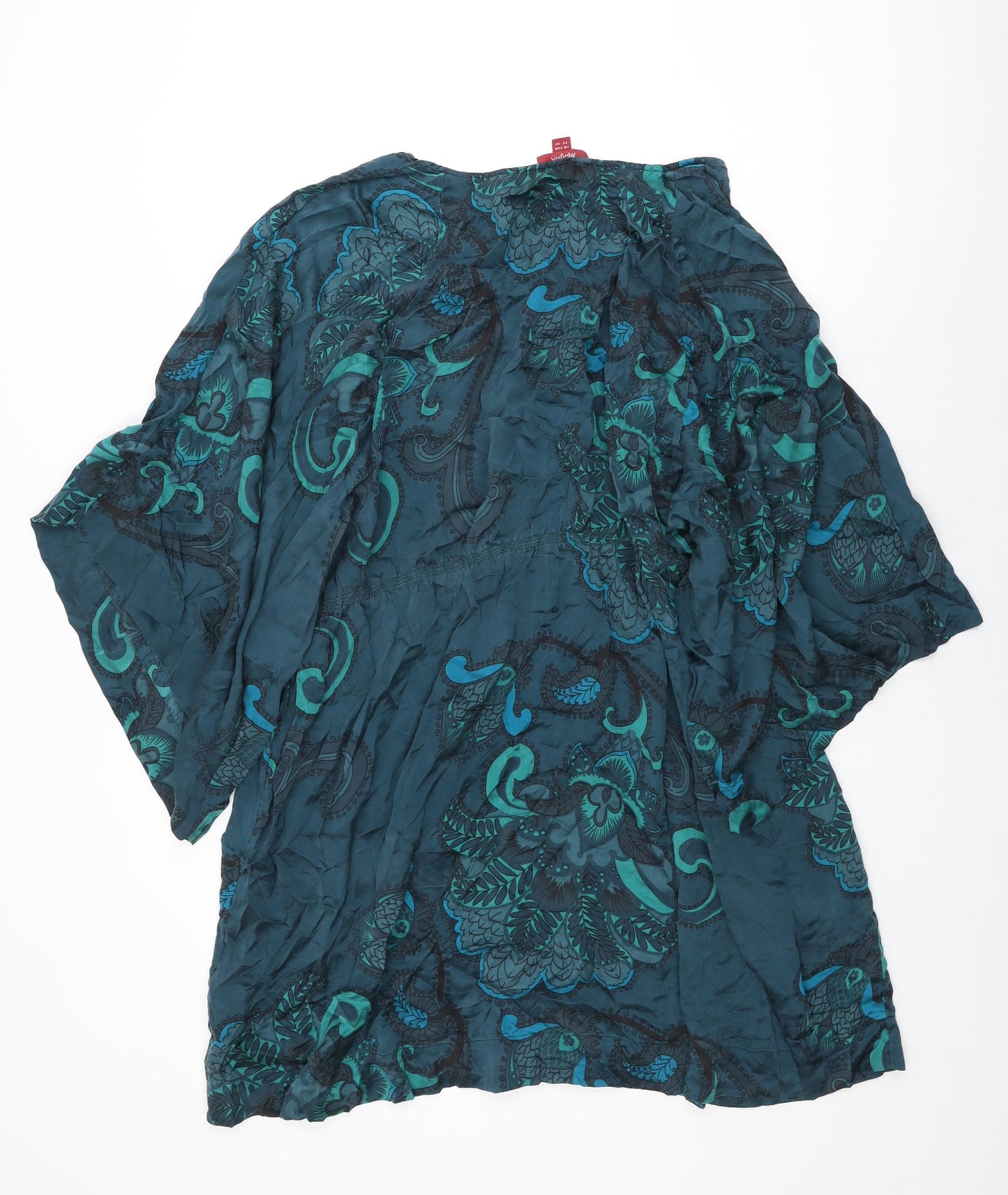 Monsoon Womens Blue Floral Silk Shift Size 22 Square Neck Pullover