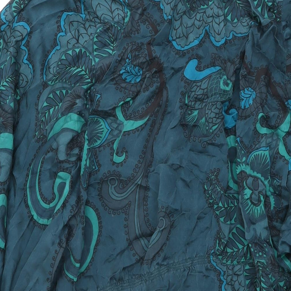 Monsoon Womens Blue Floral Silk Shift Size 22 Square Neck Pullover