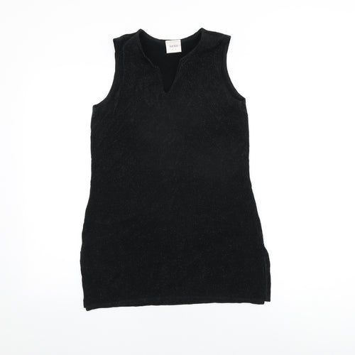 NEXT Womens Black Acetate Basic T-Shirt Size 12 V-Neck