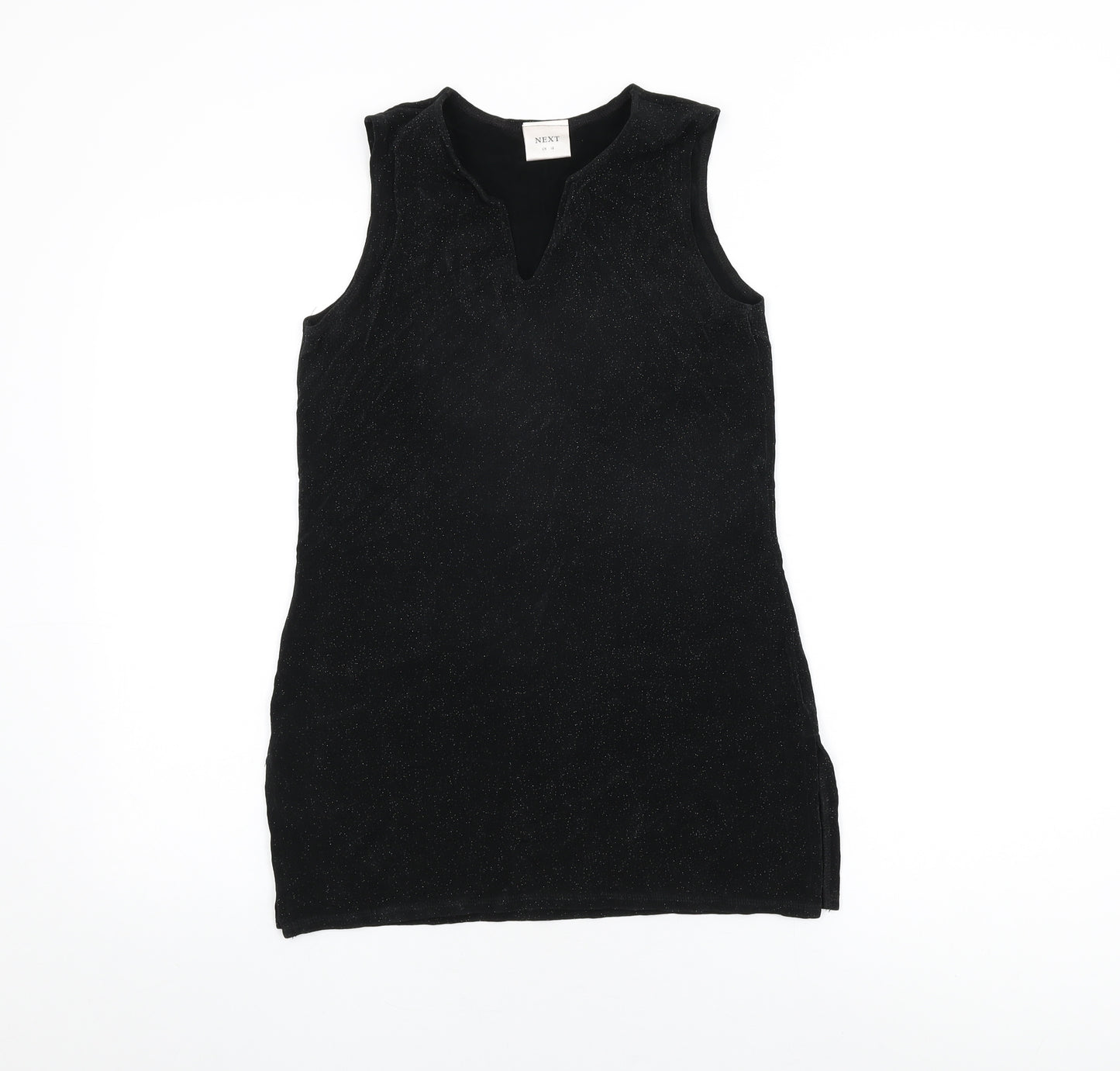 NEXT Womens Black Acetate Basic T-Shirt Size 12 V-Neck