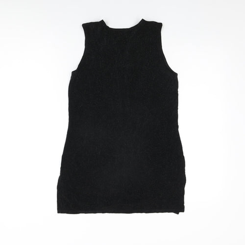 NEXT Womens Black Acetate Basic T-Shirt Size 12 V-Neck