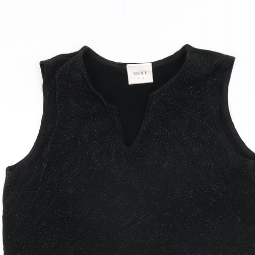 NEXT Womens Black Acetate Basic T-Shirt Size 12 V-Neck