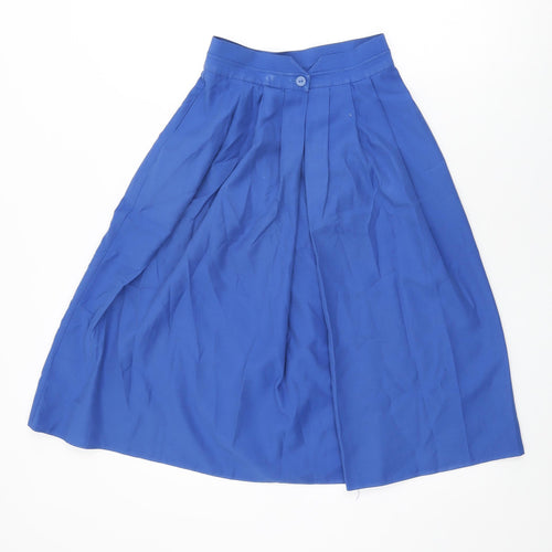 St Michael Womens Blue Polyester Swing Skirt Size 8 Button