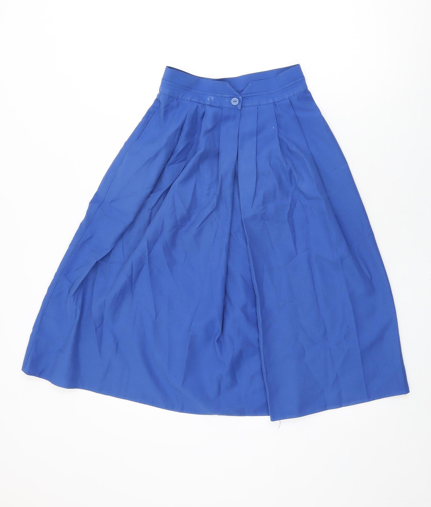 St Michael Womens Blue Polyester Swing Skirt Size 8 Button