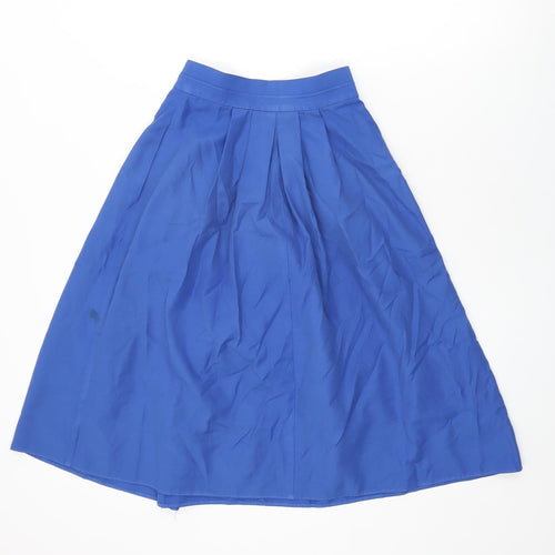 St Michael Womens Blue Polyester Swing Skirt Size 8 Button