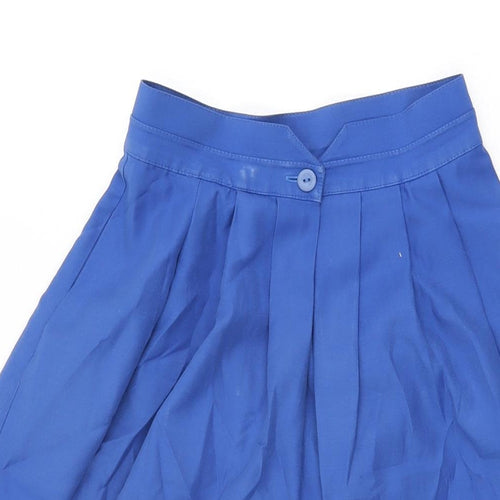 St Michael Womens Blue Polyester Swing Skirt Size 8 Button