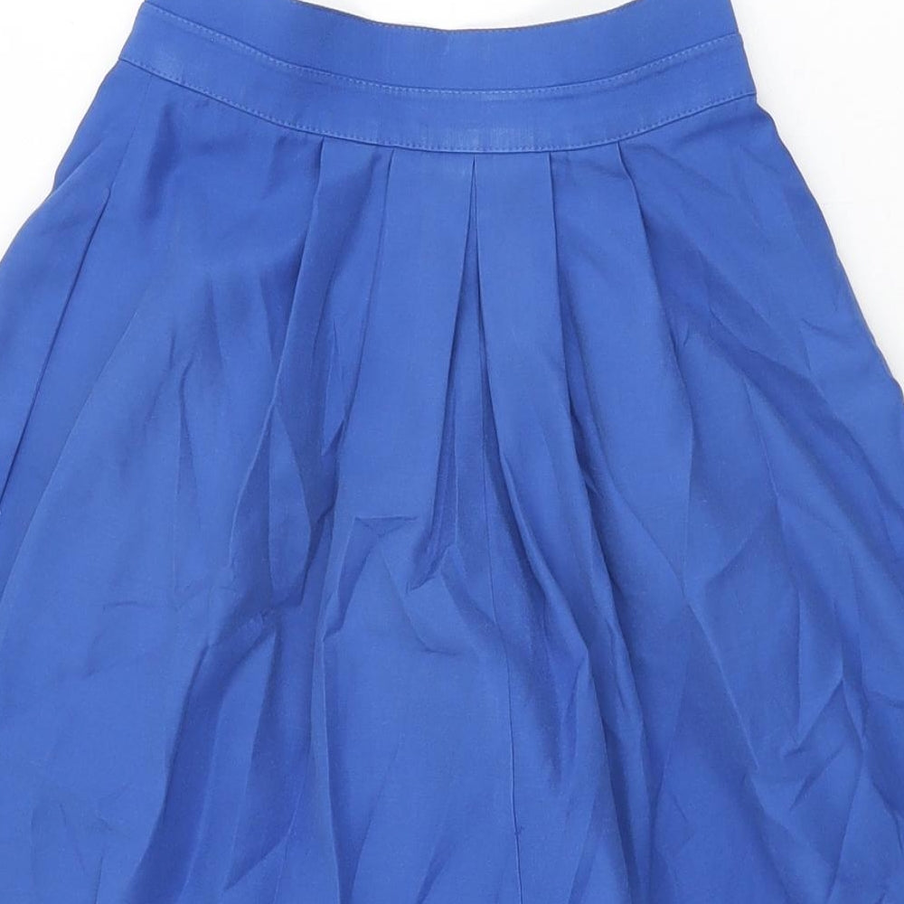 St Michael Womens Blue Polyester Swing Skirt Size 8 Button