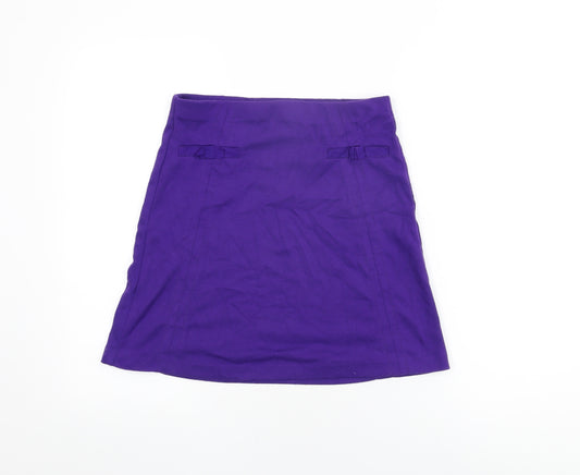 Marks and Spencer Womens Purple Polyester A-Line Skirt Size 8