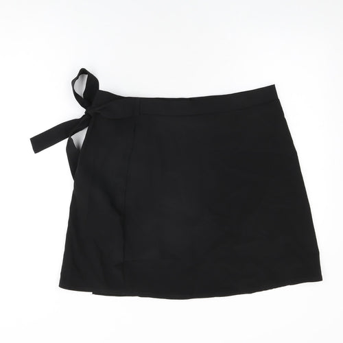 Boohoo Womens Black Polyester Mini Skirt Size 10 Tie