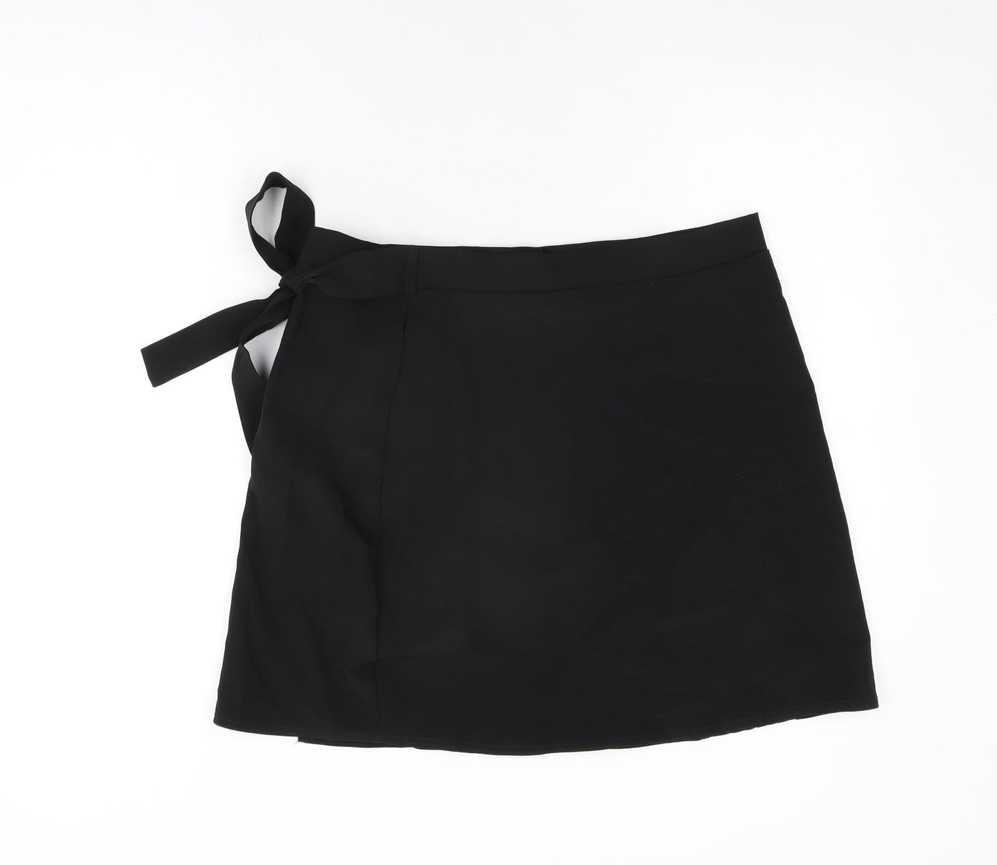 Boohoo Womens Black Polyester Mini Skirt Size 10 Tie