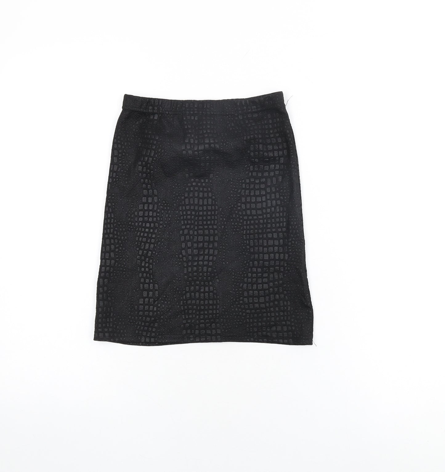 PRETTYLITTLETHING Womens Black Geometric Polyester Mini Skirt Size 6