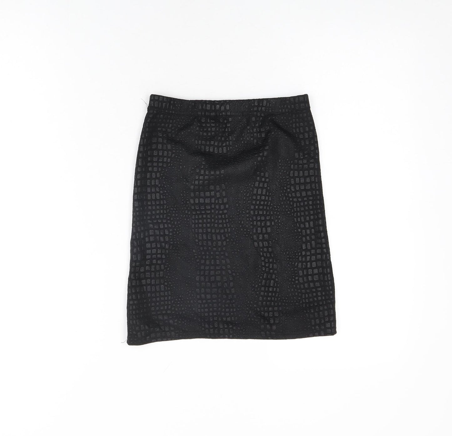 PRETTYLITTLETHING Womens Black Geometric Polyester Mini Skirt Size 6