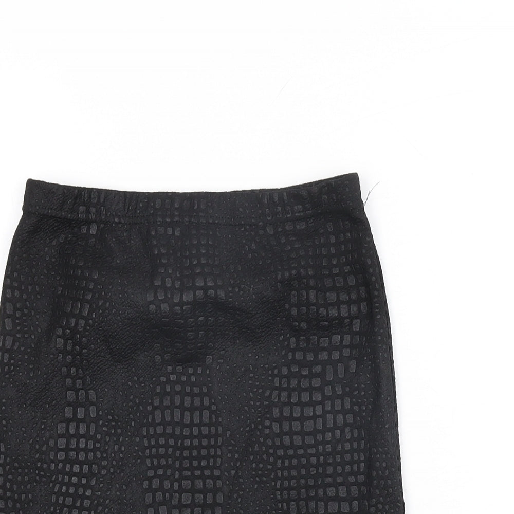 PRETTYLITTLETHING Womens Black Geometric Polyester Mini Skirt Size 6