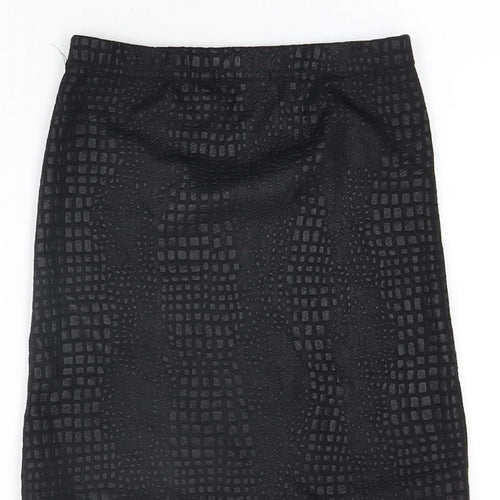 PRETTYLITTLETHING Womens Black Geometric Polyester Mini Skirt Size 6