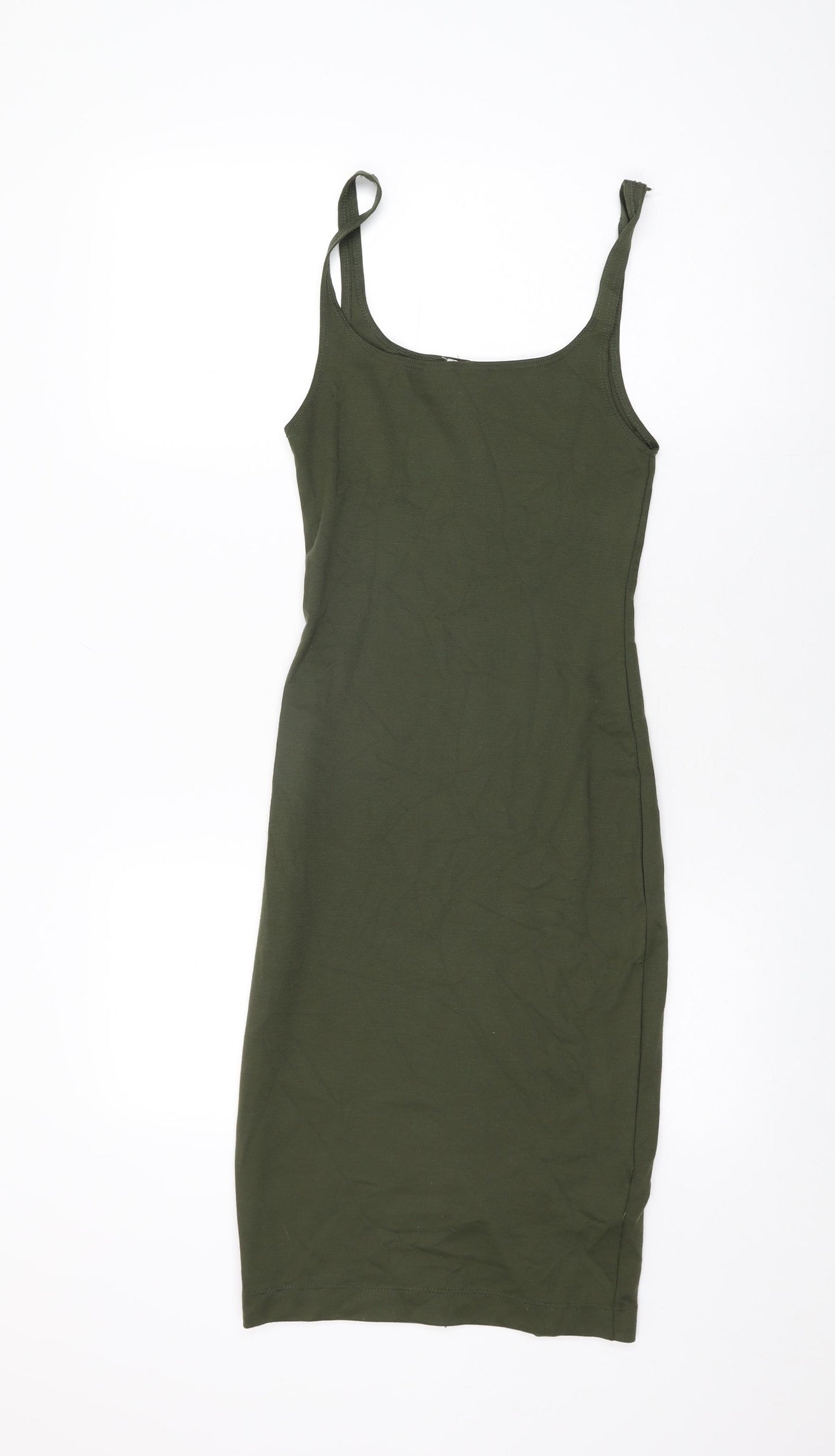 Zara Womens Green Viscose Bodycon Size S Scoop Neck Pullover