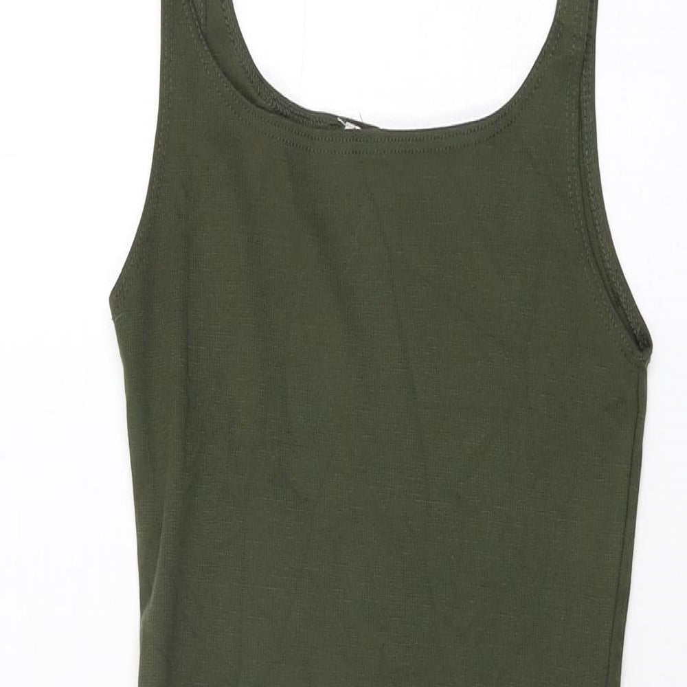 Zara Womens Green Viscose Bodycon Size S Scoop Neck Pullover