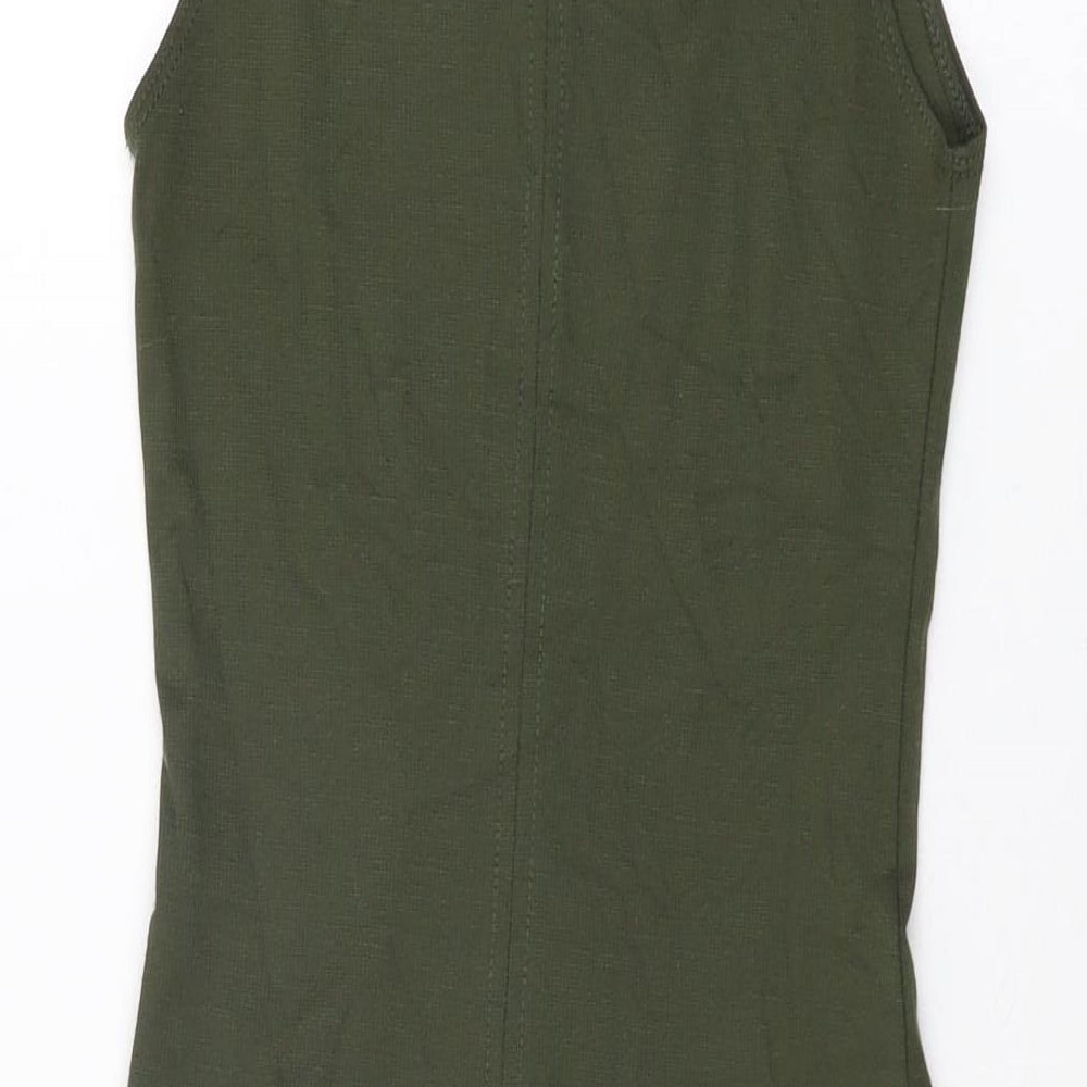 Zara Womens Green Viscose Bodycon Size S Scoop Neck Pullover