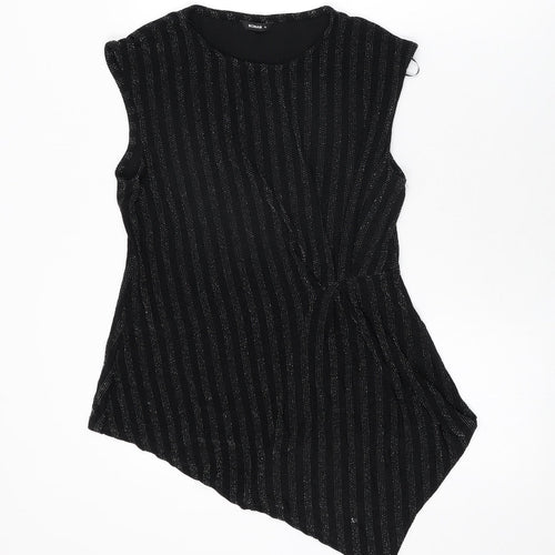 Roman Womens Black Polyester Basic T-Shirt Size 12 Round Neck