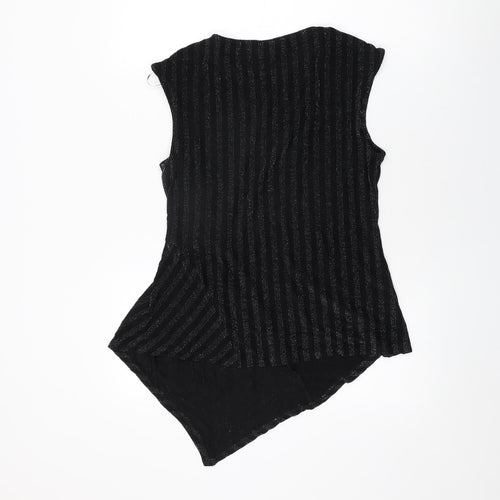 Roman Womens Black Polyester Basic T-Shirt Size 12 Round Neck